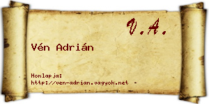 Vén Adrián névjegykártya